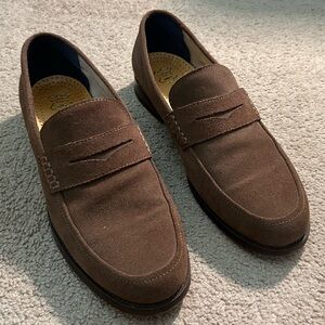 Banana Republic Mens Suede Penny Loafers Size 10.5  Cognac Pinch Brown